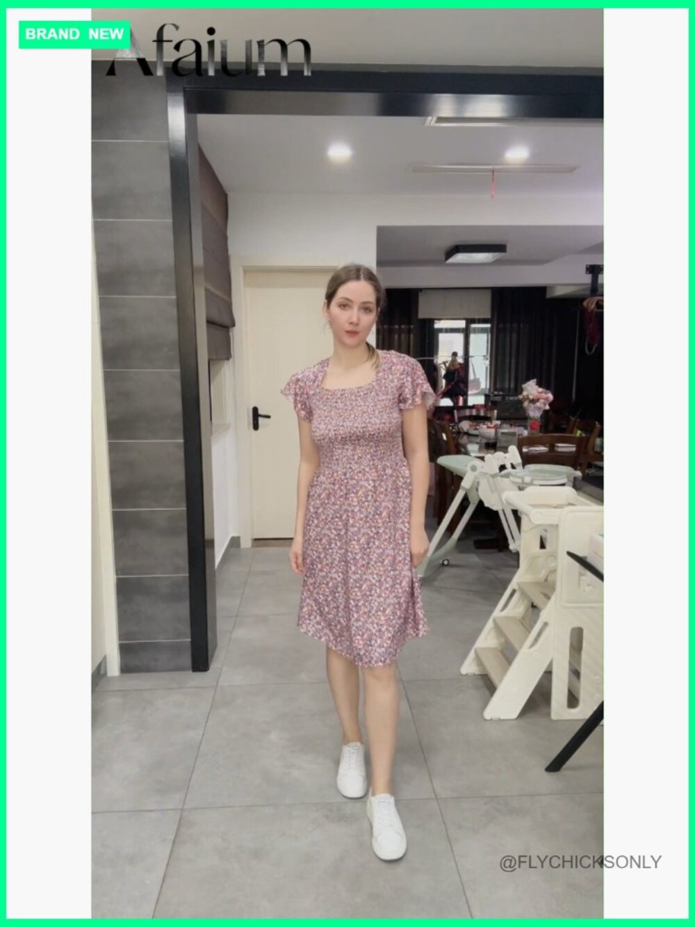 Smocked Square Neck A-Line Midi Sundress with Pockets Flowy Summer Dress - Picture 6 of 6